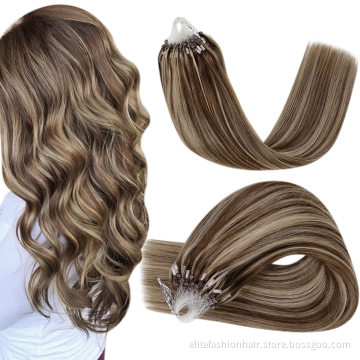 Top selling No shedding and tangle No chemicals Looks natural human loop hair extension loop hair  micro ring hair extensions